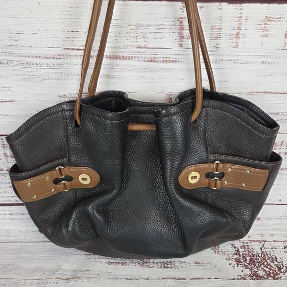 Cole Haan Genevieve Denny Pebbled Leather Drawstring Hobo Shoulder Bucket Bag - Picture 3 of 16